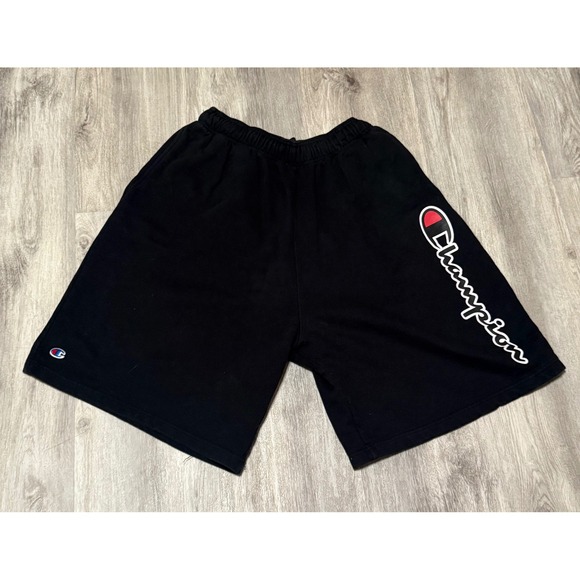 Champion‎ Athletic Shorts Black Logo Graphic Casual Gym Activewear 2XL - Picture 1 of 3